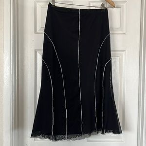 Black and white stripe midi skirt